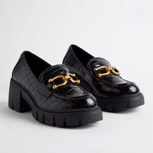 Torrid Black and Gold Chunky Platform Loafers